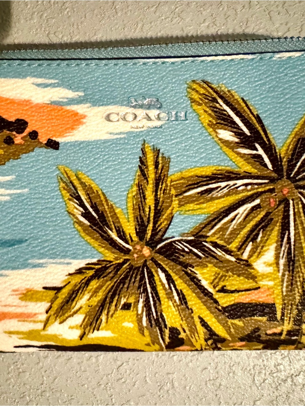Coach Tropical Palm Print Wristlet - Picture 2 of 8